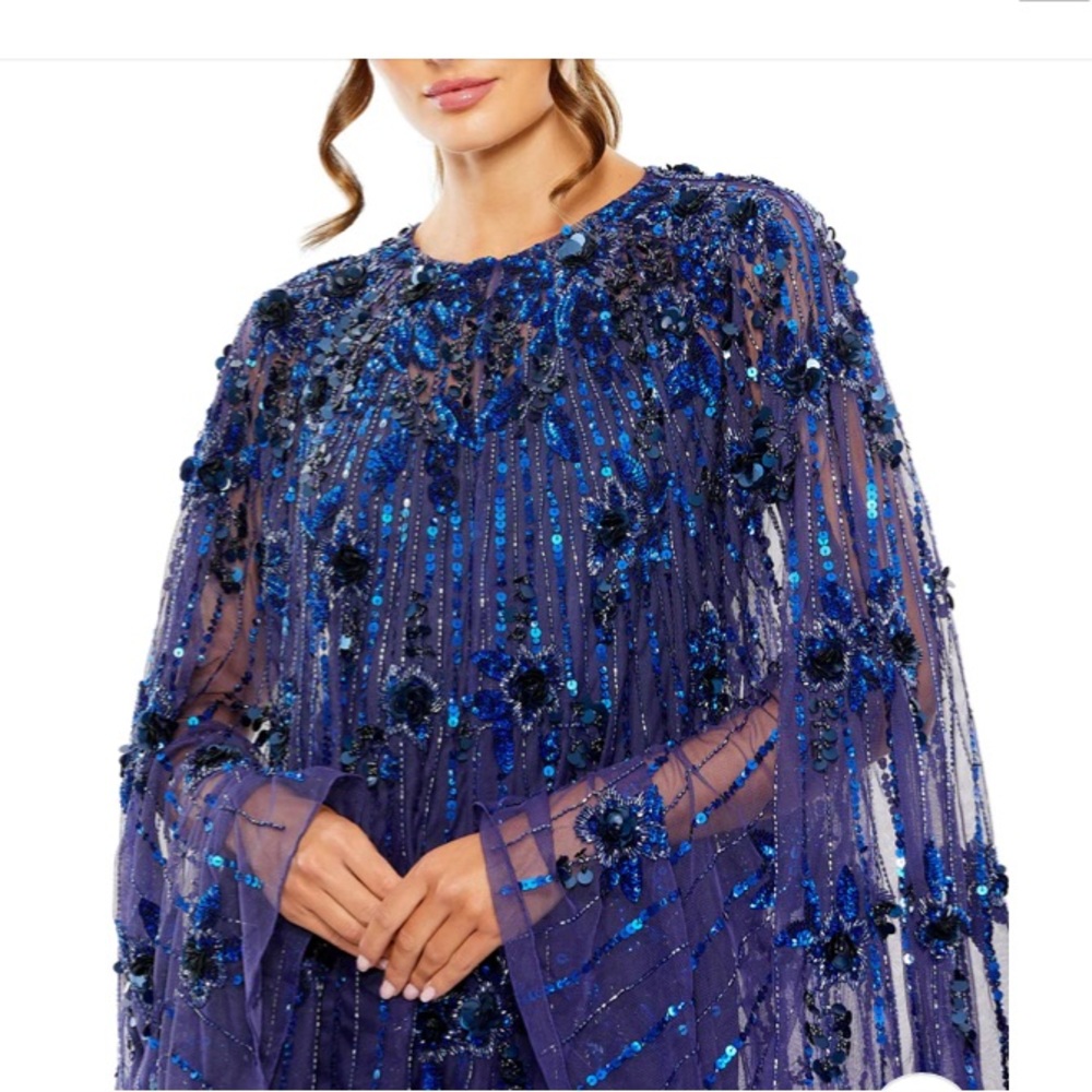 MAC DUGGAL EMBELLISHED TRAPEZE DRESS